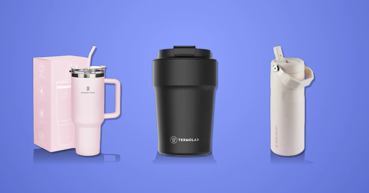 Comparativo: Copo Térmico Gigante 1,2L Inox, Termolar Uniq Copo Térmico 380ml, Garrafa Térmica Aerolight 473ml Stanley