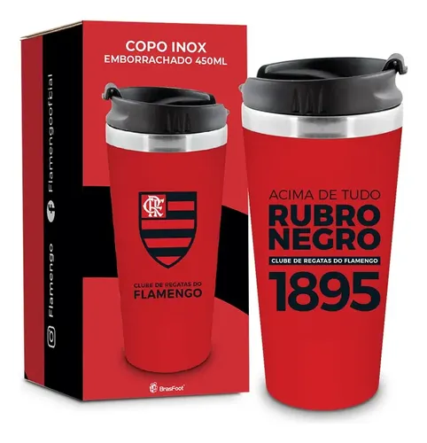 Destaque de Copo Térmico Inox Flamengo 450ml com desconto no Bom de Oferta